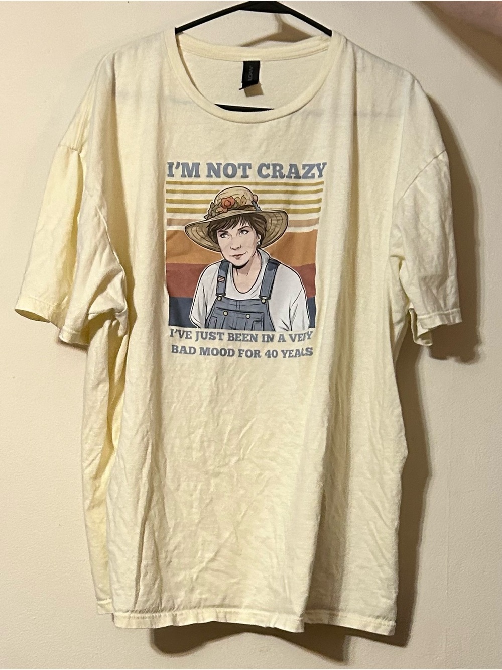 Gildan Cream Graphic Tee with Retro Illustration